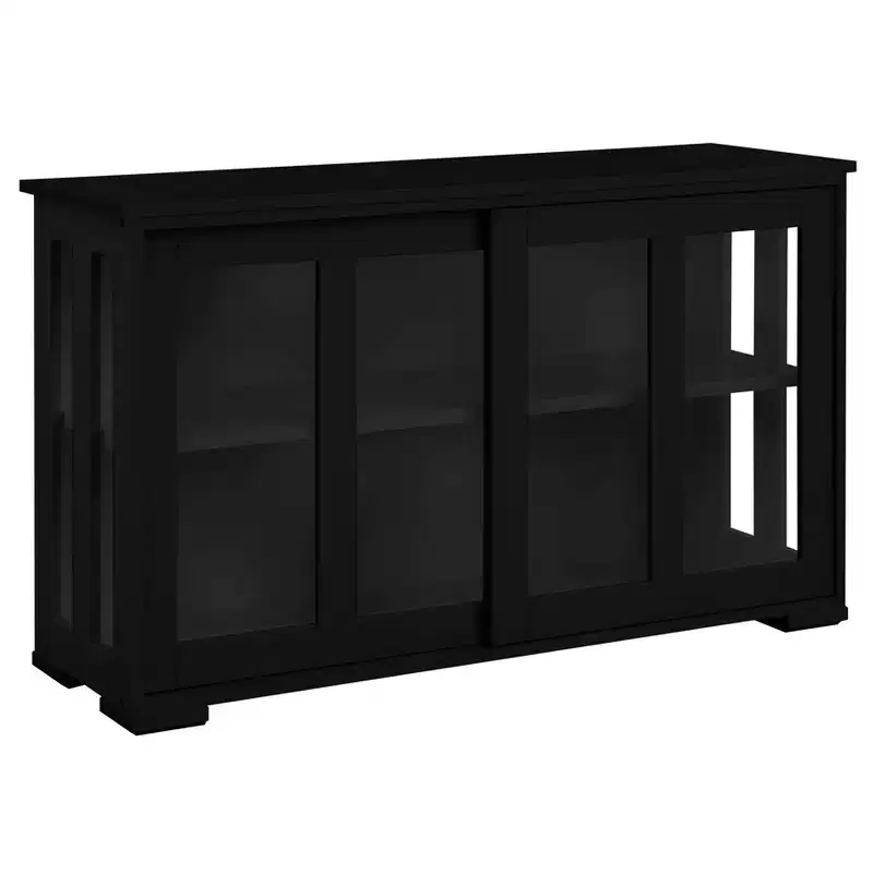 Buylateral Pacific Stackable Sliding Glass Doors Cabinet Black