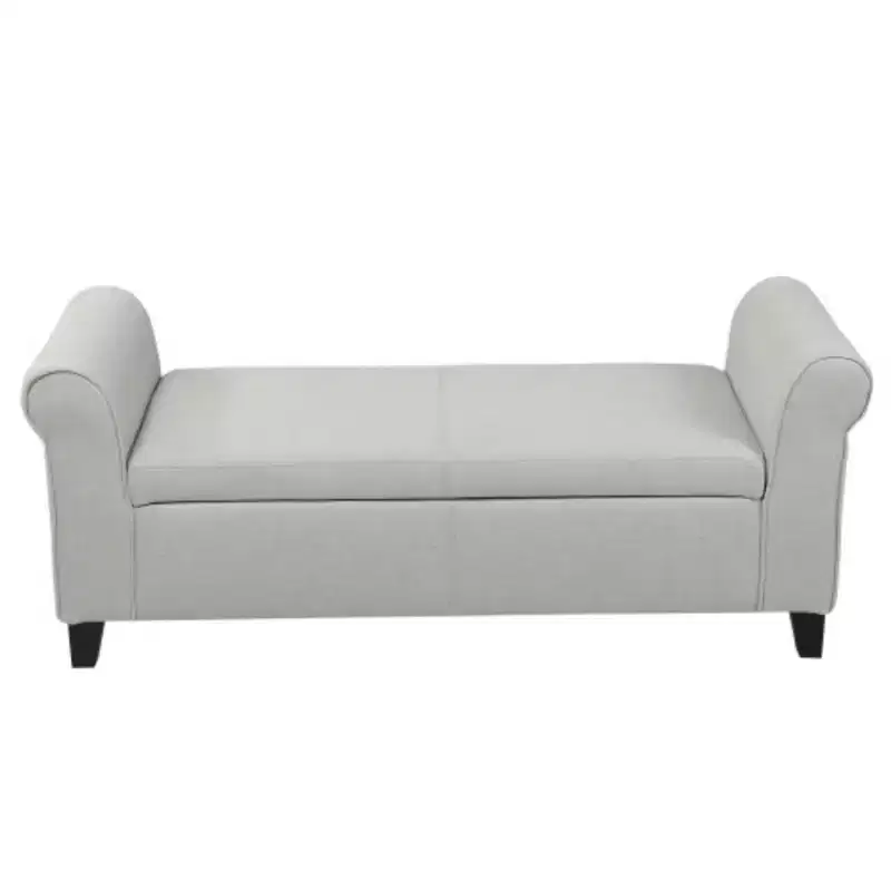 Upholstered Storage Bench with Rolled Arms – 50