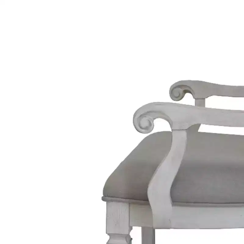 Acme Furniture Katia Dining Chair Light Gray Linen/Weathered White Finish