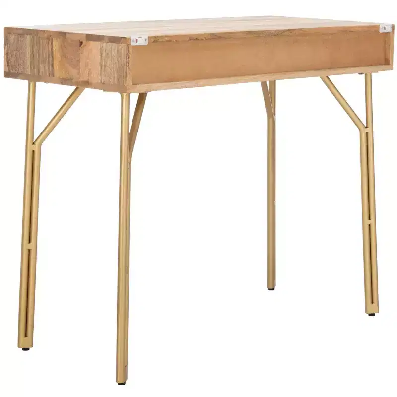 Lily 2 Drawer Desk - DSK9006 - Natural/Brass - Safavieh