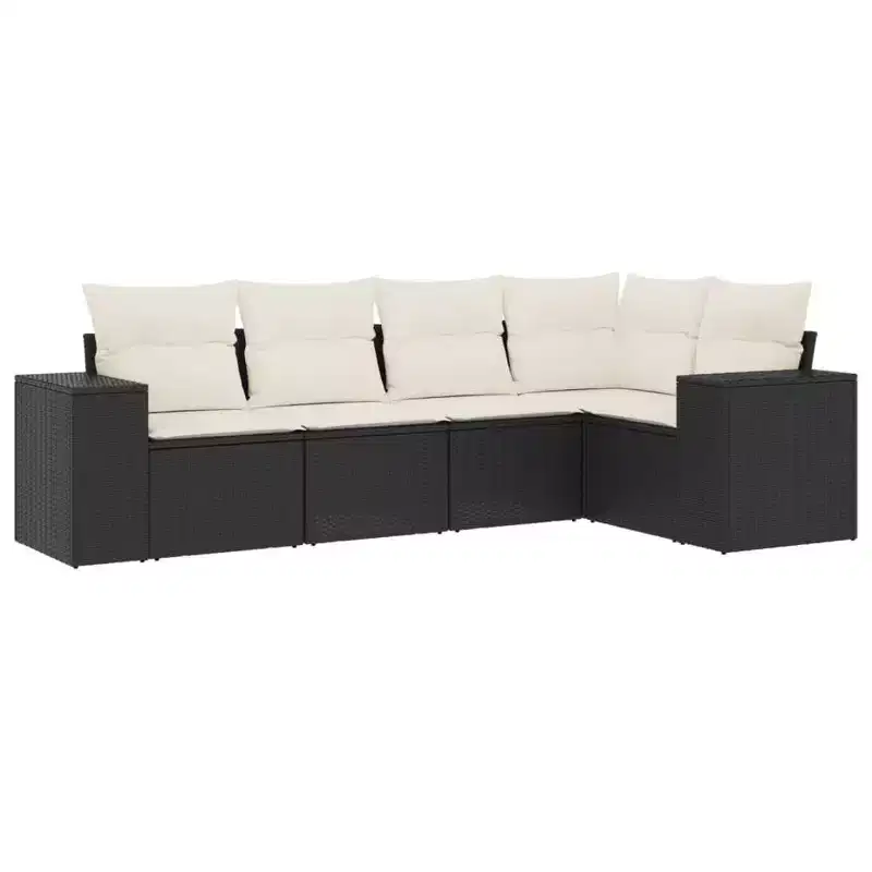 vidaXL Garden Sofa Set Black and Cream White