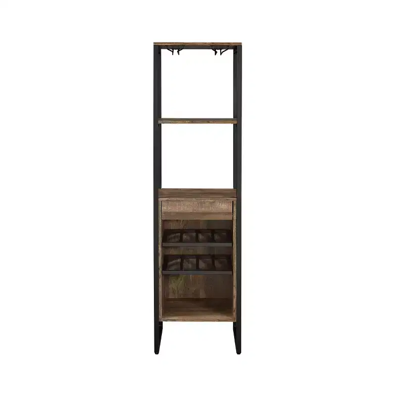 Narik Wine Rack Weathered Oak - Acme Furniture: Freestanding, 8-Bottle Capacity, Metal Frame