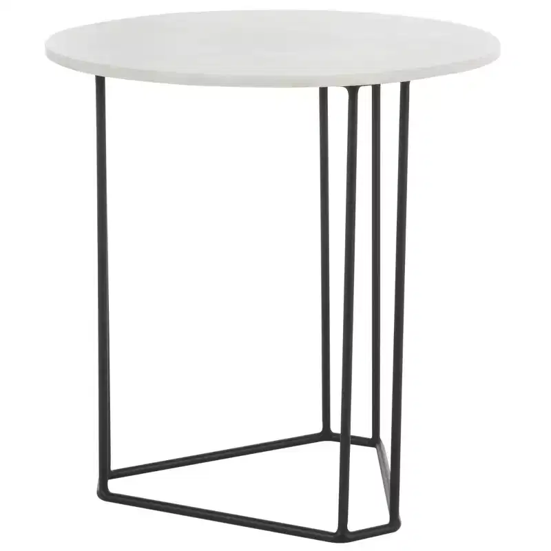 Eloblaire Round Accent Table - ACC4605A - White Marble/Black - Safavieh