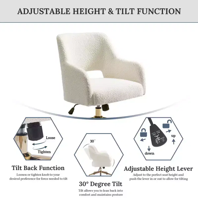 WestinTrends Genevieve Mid-Century Modern Swivel Office Chair With Wheels (Set Of 2), Cream