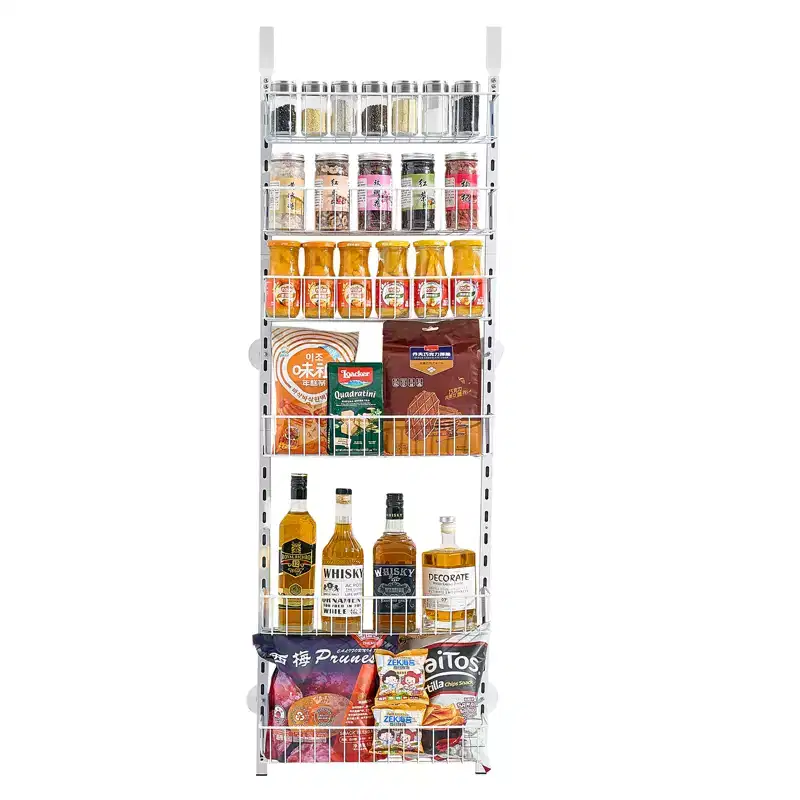 VEVOR Over the Door Pantry Organizer, 6-Tier Pantry Organization and Storage, Heavy-Duty Steel Hanging Spice Rack, White