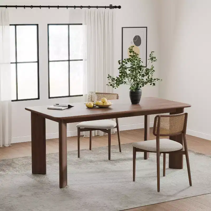 Dovelina 67 Wood Dining Table Mid-Century Modern Kitchen Table Dining Room Table for 6 People - Walnut