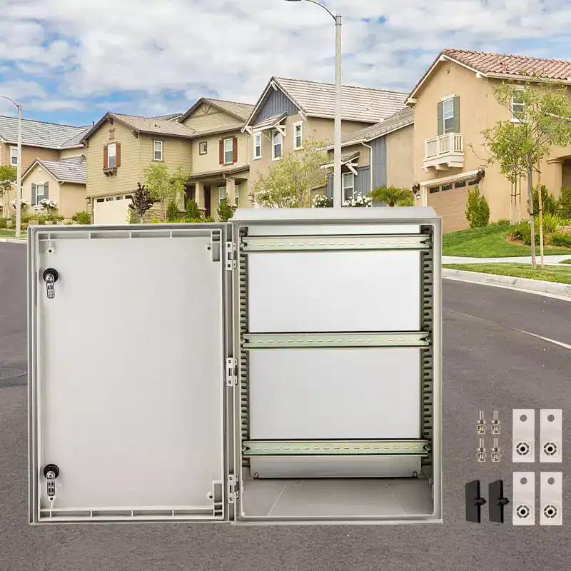 VEVOR NEMA Steel Enclosure, 24 x 16 x 9'' NEMA 4X Fiberglass Electrical Box, IP66 Waterproof & Dustproof,with Mounting Plate(60x40x23cm), Light Gray