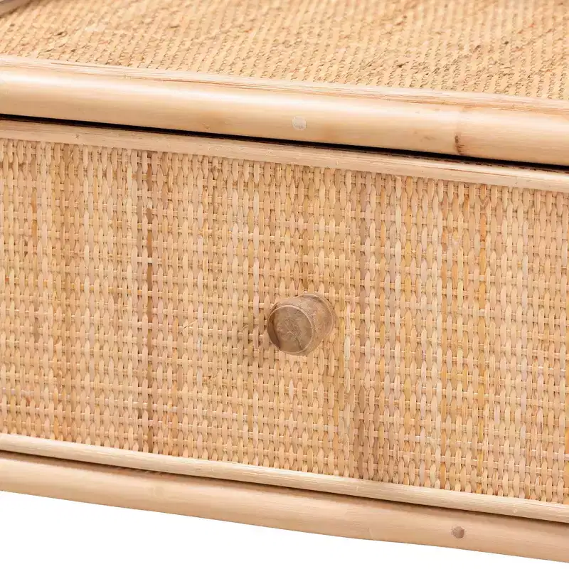 bali & pari Lalo Modern Bohemian Natural Brown Rattan 1-Drawer Nightstand