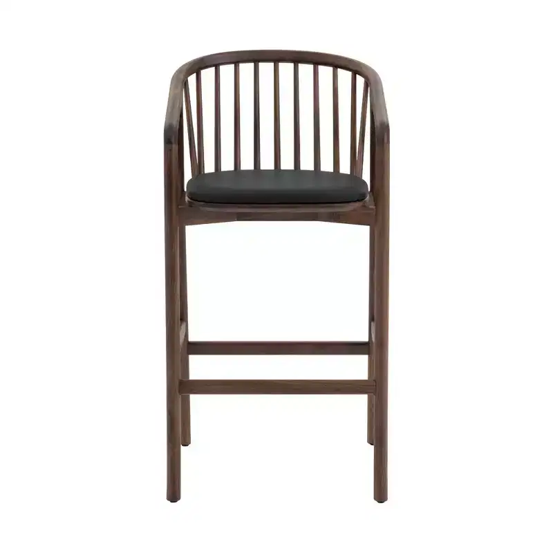 Armen Living Echo Wood and Faux Leather Barstool