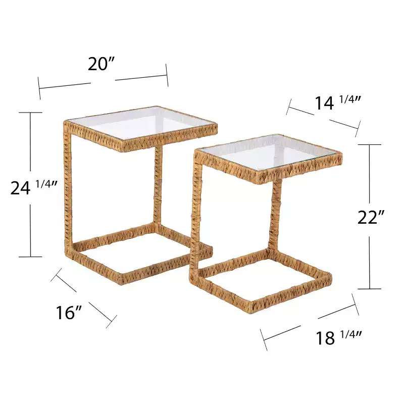Ismaya Water Hyacinth Nesting C-Tables - 2pc Set - Natural - SEI