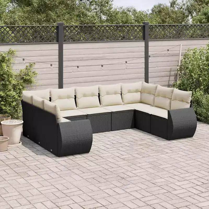 vidaXL Modular Outdoor Sofa Set with Cushions in Poly Rattan