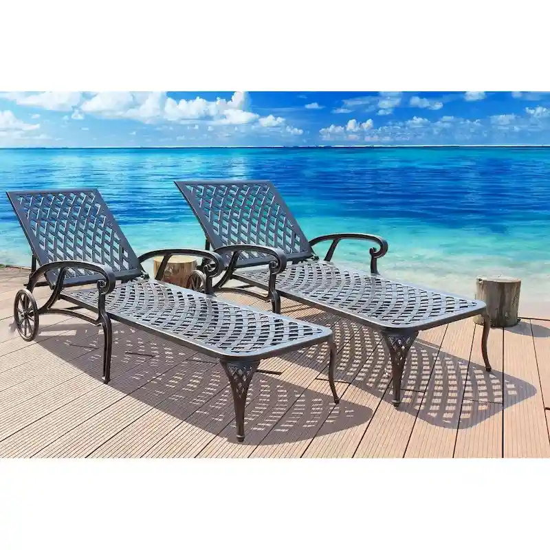 Aluminum Waterproof Chaise Lounge Reclining Chair (Set Of 2)
