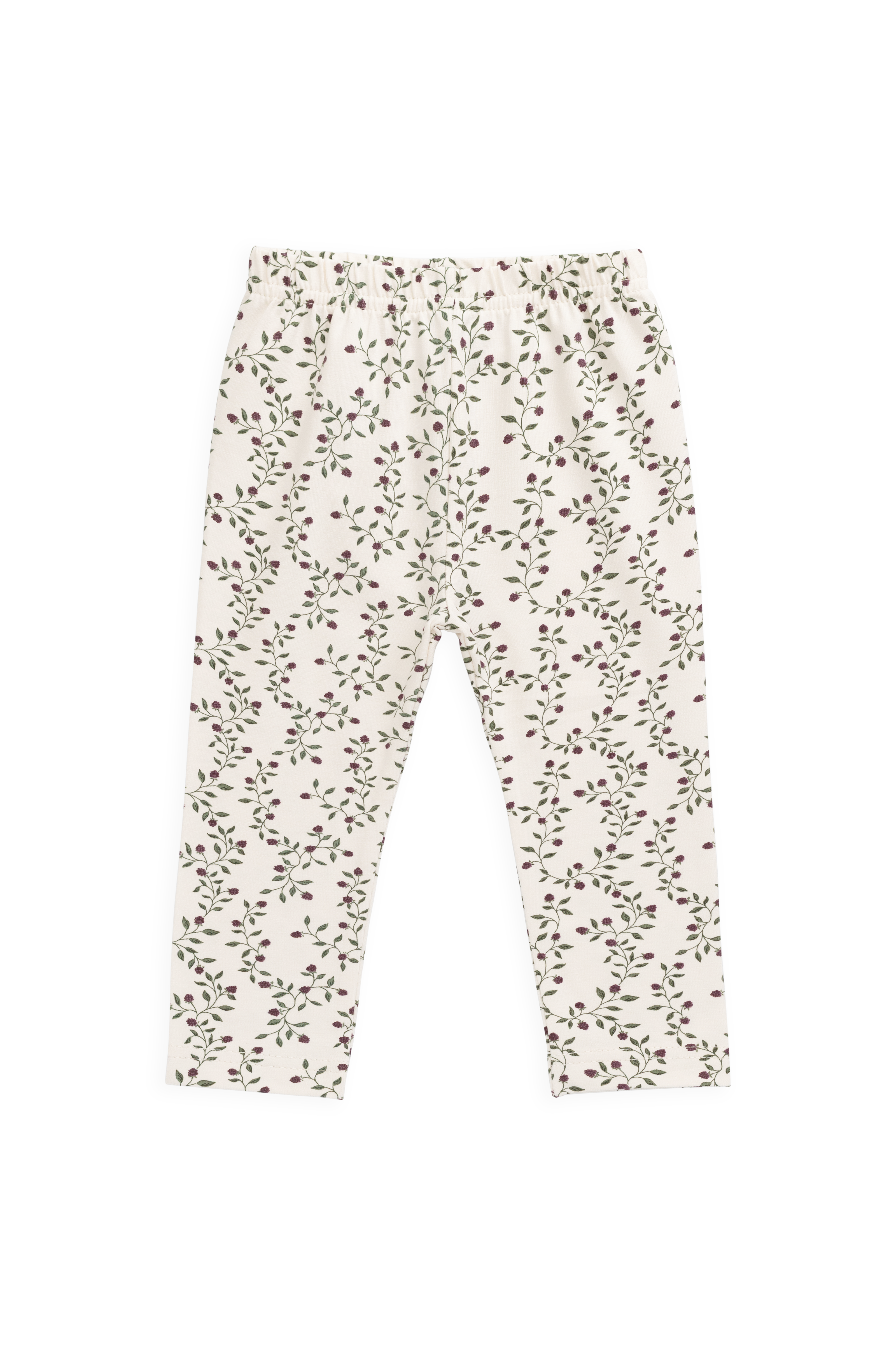 Botanical Cream Mulberry Floral Organic Cotton-Elastane Legging with Elastic Waistband for Girls Daily Wear (6M�C8Y)