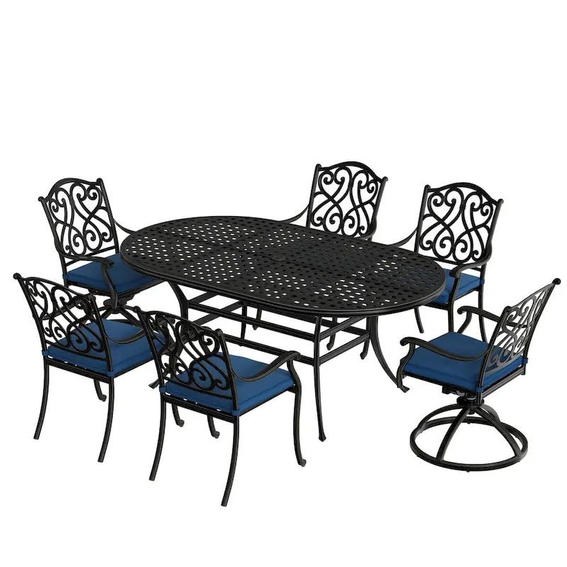 7-Piece Cast Aluminum Patio Dining Set with Cushions
