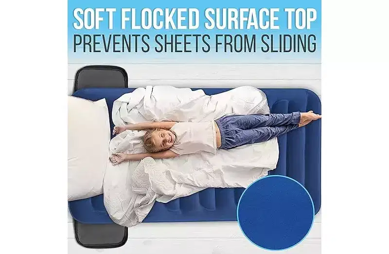 SereneLife EZ Air Mattress with Frame & Rolling Case, Foldable Self-Inflating Air Bed with Built in Pump, Twin