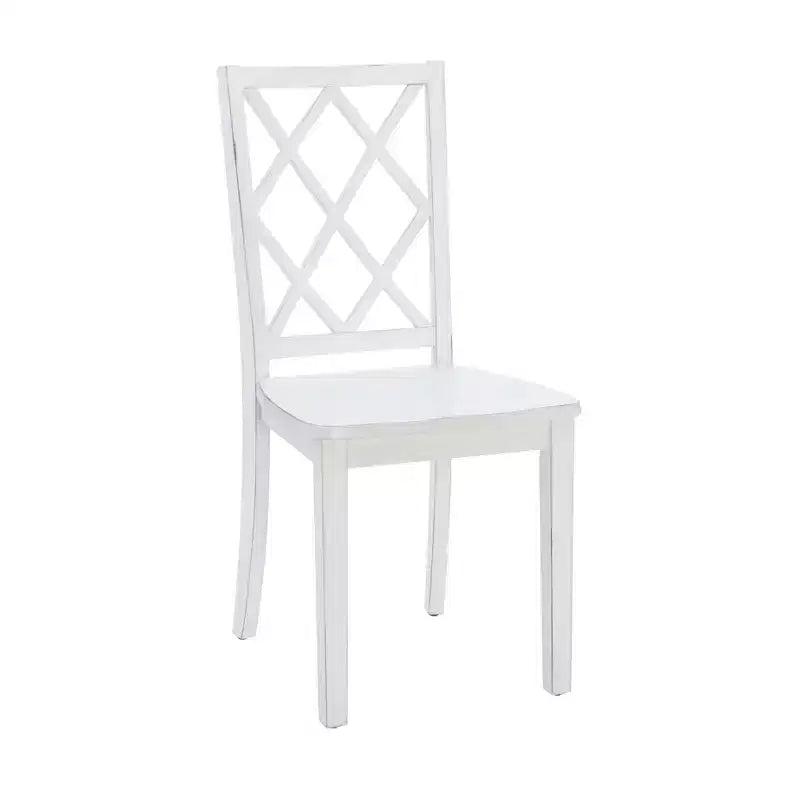 5pc Harleau Solid Wood Dining Set White - Powell: Rectangle Table, 4 Chairs, Nautical Style