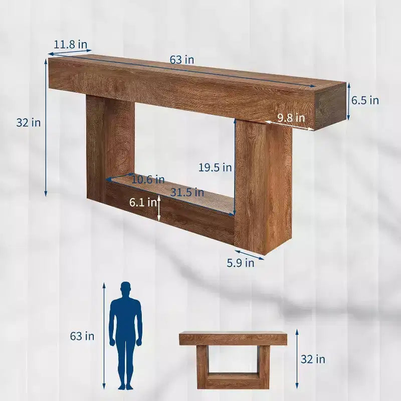 63 in Long Console Table for Entryway, Wood Rectangular Sofa Table Behind The Couch, Farmhouse Entryway Tables for Entrance, Hallway