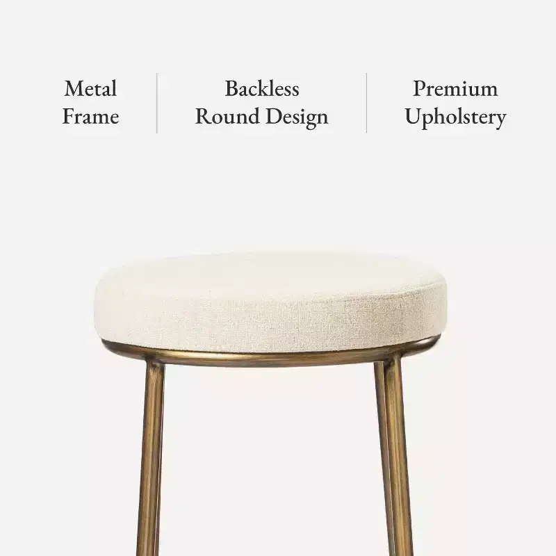 Maven Lane Stella Backless Metal Bar Stool with Fabric Upholstered Seat 31
