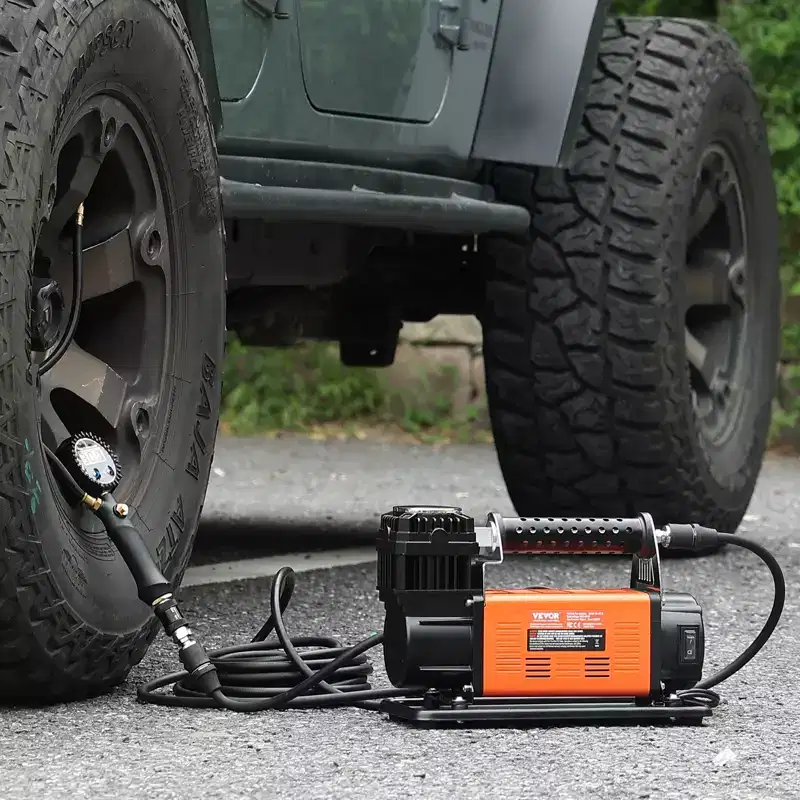 VEVOR 12V Heavy Duty Air Compressor - with Digital Pressure Gauge Tire Inflator Kit, 7.06 CFM Tire Inflator, 150PSI Offroad Air Pump ,Orange & Black