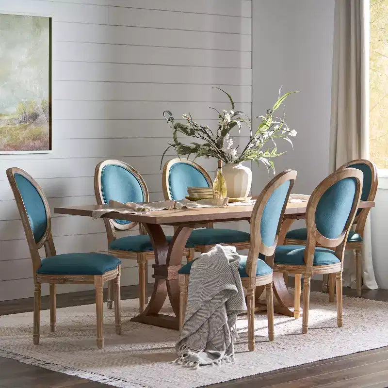 Christopher Knight Home Derring 7 Pieces French Country Upholstered Wood Expandable Dining Set