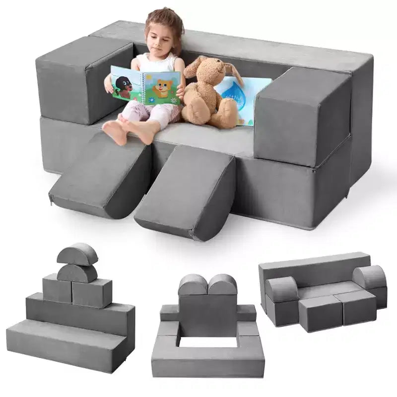 Kids Play Sofa, 6 Pcs Modular Kids Play Sofa Set for Playrooms, Modular Kids Sofa, Toddler Foam Sofa, Convertible Kids Sofa with Removable Sofa Cover