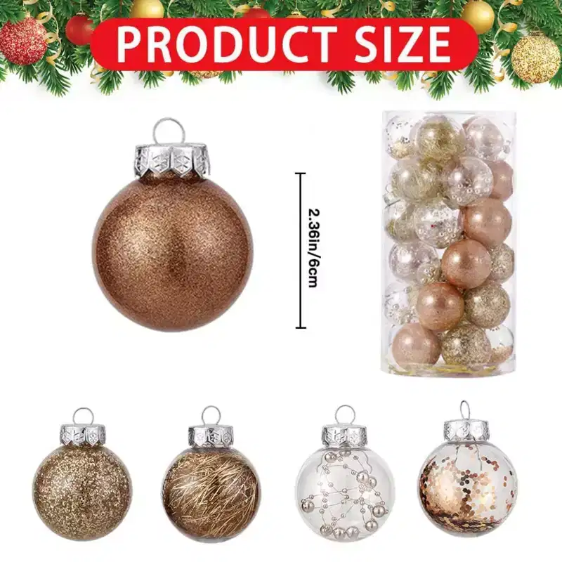 GustoWave 30 Pcs Christmas Ball Ornaments, Xmas Tree Baubles Set for Holiday, Wedding, Party