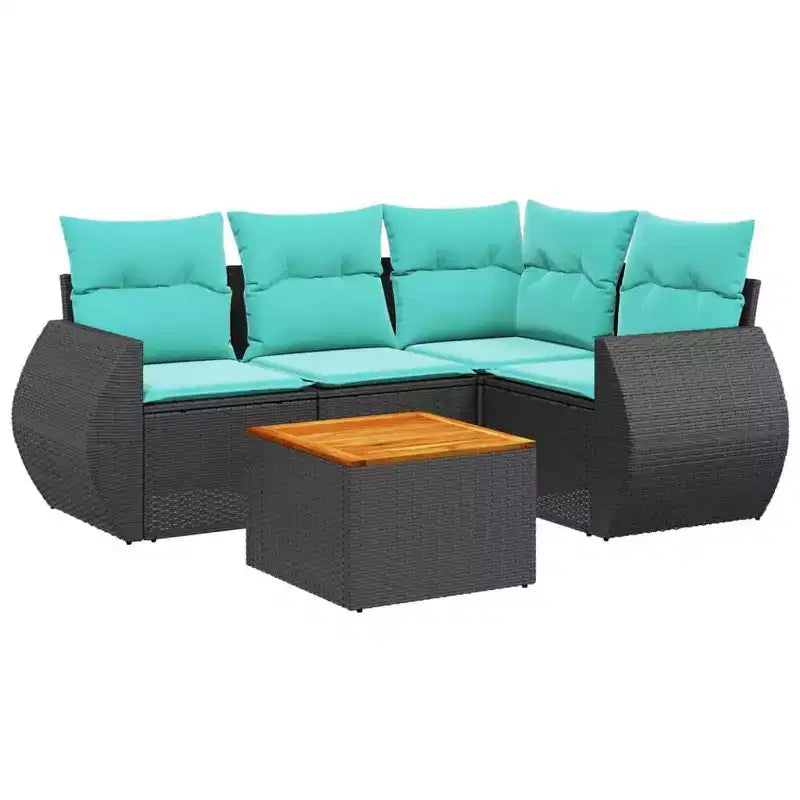 vidaXL 5 Piece Garden Sofa Set with Cushions Grey Poly Rattan