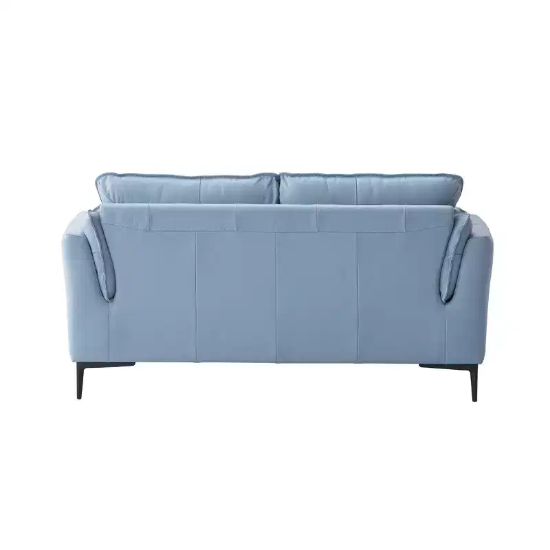 68" Mesut Sofa Light Blue Top Grain Leather with Metal Legs & Nailhead Trim - Acme Furniture