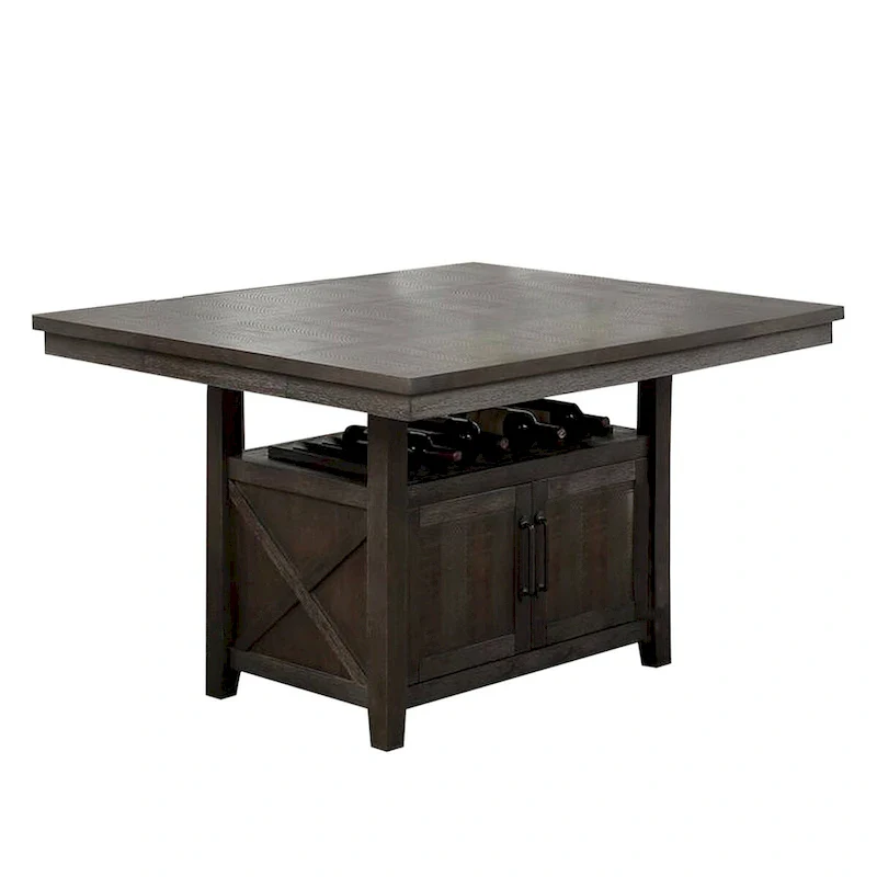 Counter Height Dining Table with Cabinet and Butterfly Leaf, Gray