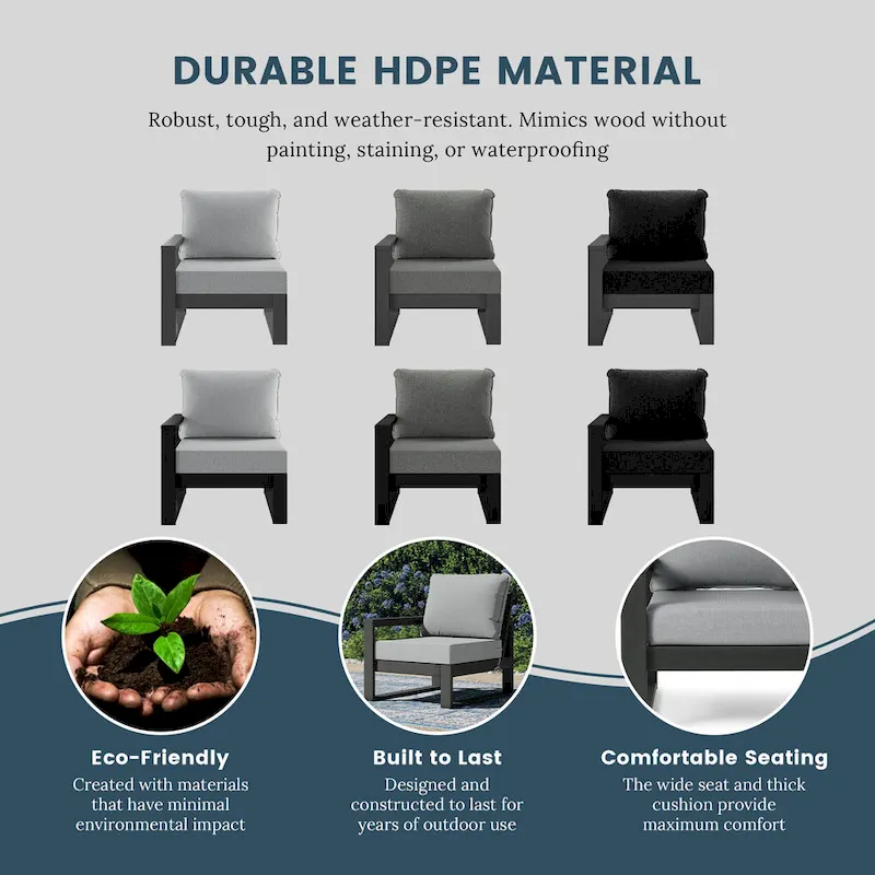 Polytrends Endless Patio 4-Piece Deep Seating Set with Gray Frame