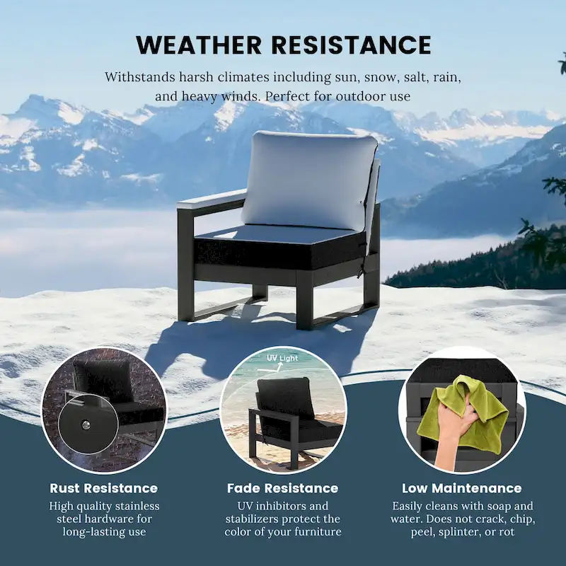 Polytrends Endless Patio 4-Piece Deep Seating Set with Gray Frame