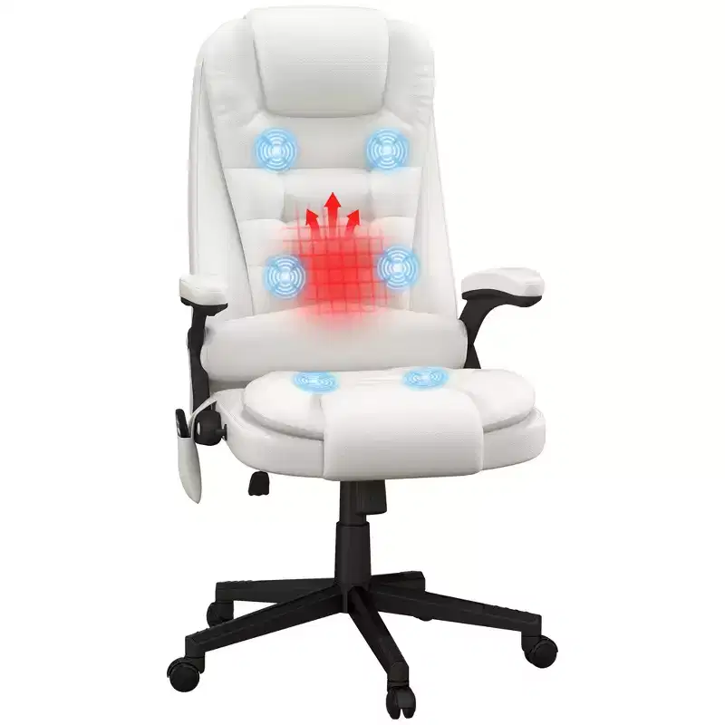 HOMCOM High-Back Massage Office Chair, Heated Reclining Computer Chair with Remote