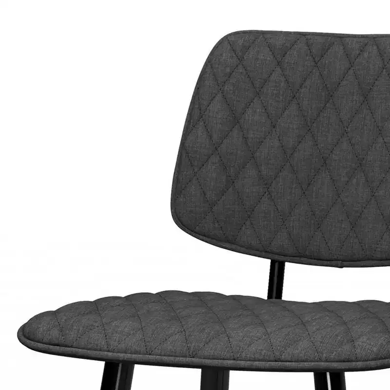 WyndenHall Set of 2 Skyla Counter Height Barstool Charcoal Gray: Quilted Diamond Detail, Plywood Frame, Foam Filled