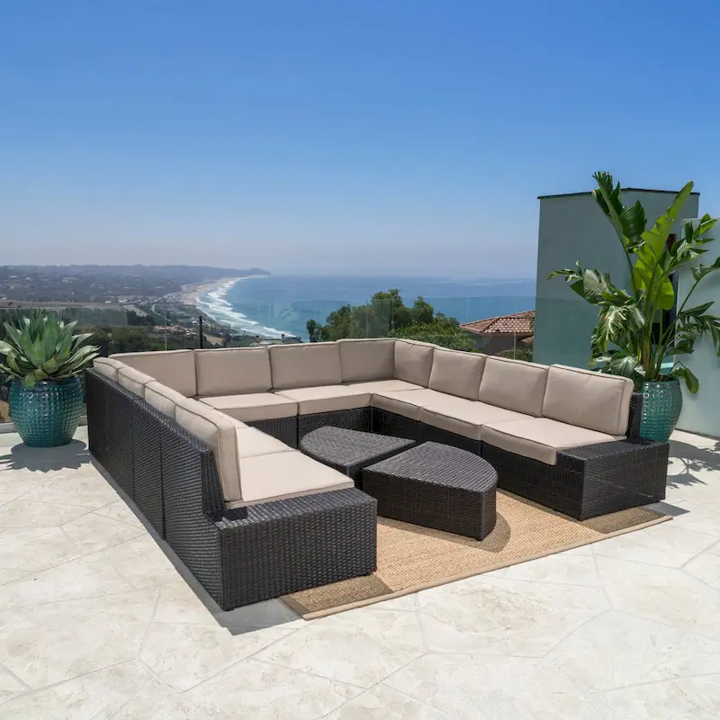 Best Sail Bridge 12-piece Brown Wicker Sofa Set with Cushions by Havenside Home