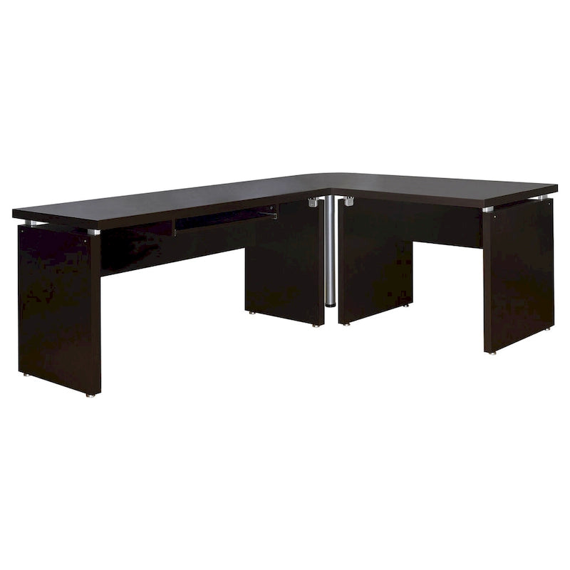 83 Inch Computer Office Desk, L Shape, Slide Out Keyboard Tray, Brown