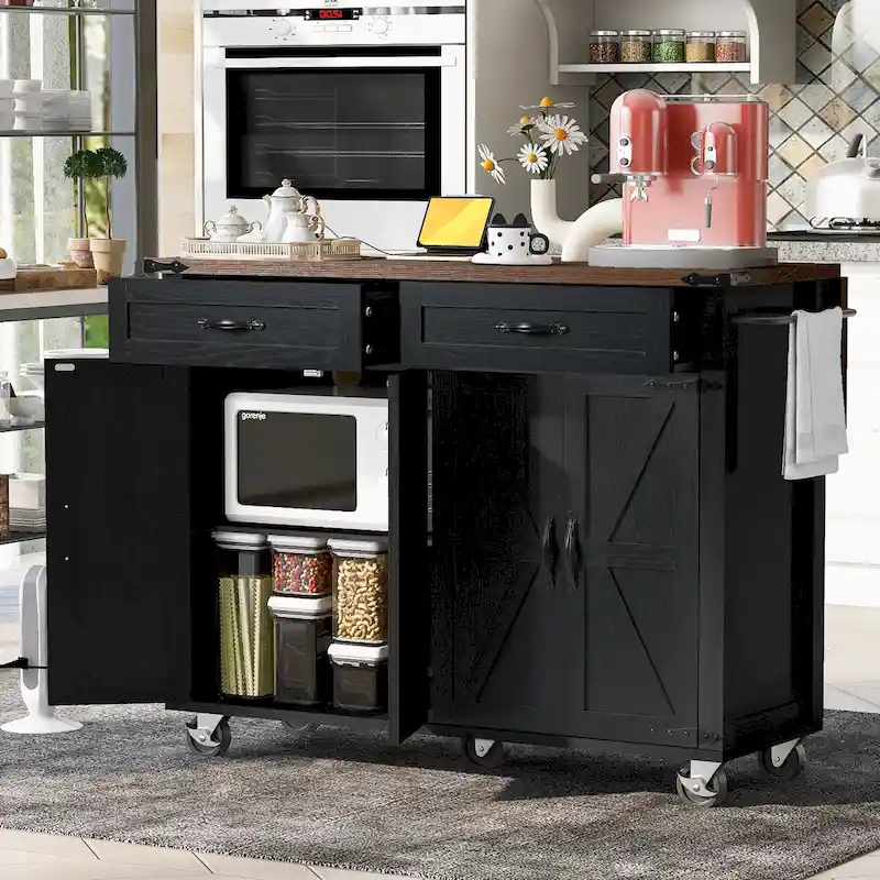 53.5 Farmhouse Kitchen Island with Power Outlet
