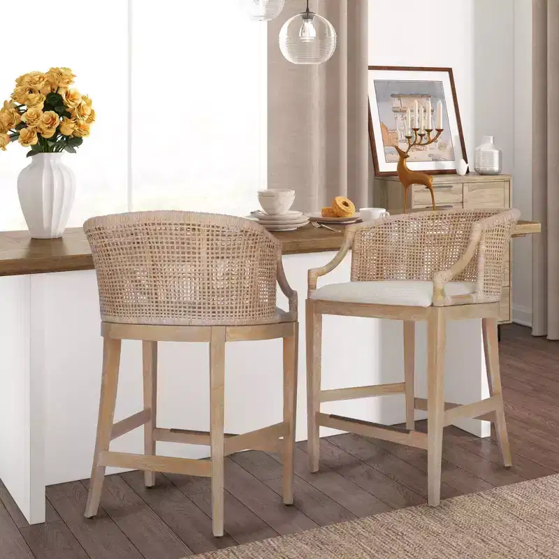 Martha Stewart 25 Playa Handcrafted Rattan Counter Height Barstool