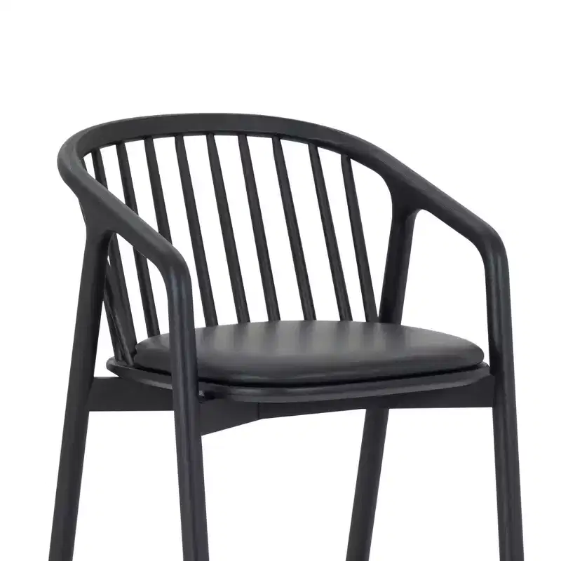 Armen Living Echo Wood and Faux Leather Barstool
