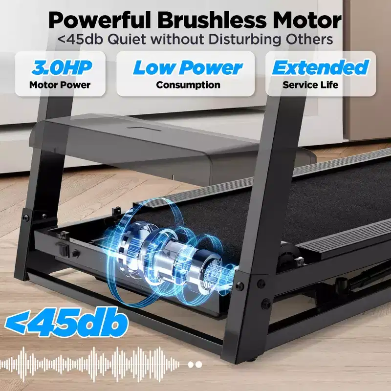 3HP Folding Treadmill for Home with Incline and 300 lb Capacity, APP Control, Compact Walking Running Machine