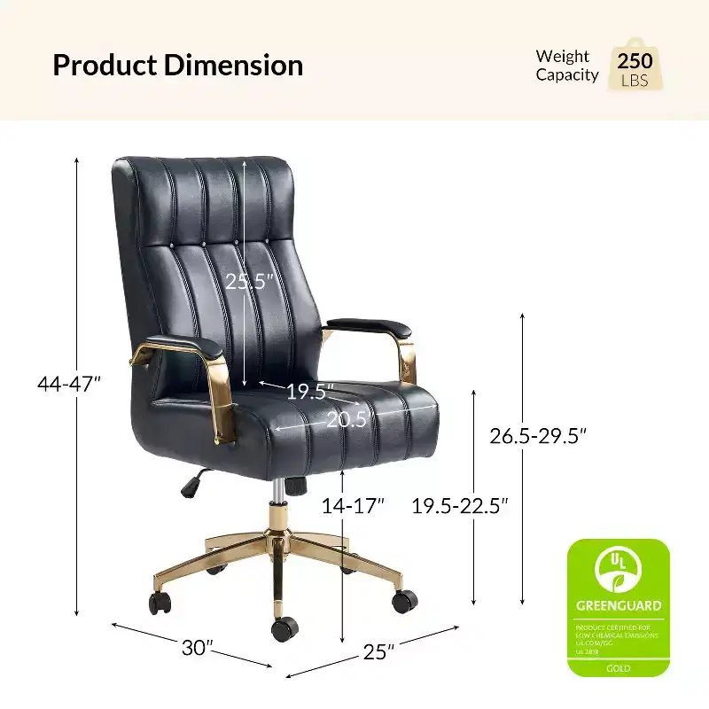 Siivio Modern Leather Swivel Tilting Office Chair with Channel Tufted|HULALA??HOME
