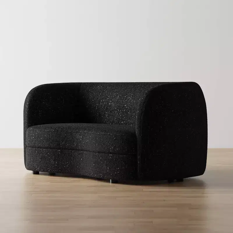 HOMES: Inside + Out 63.75" Pinehush Boho Curved Boucle Fabric Loveseat with Pocket Coil Cushions