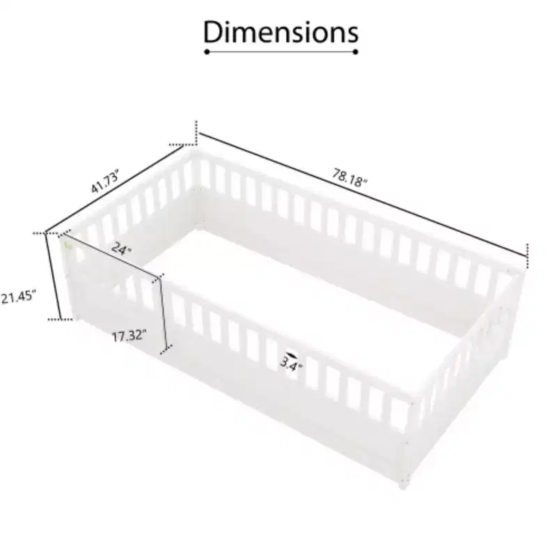 Single-Person Compact Low-Profile Bed Featuring Integrated Ultra-Secure Barrier Design