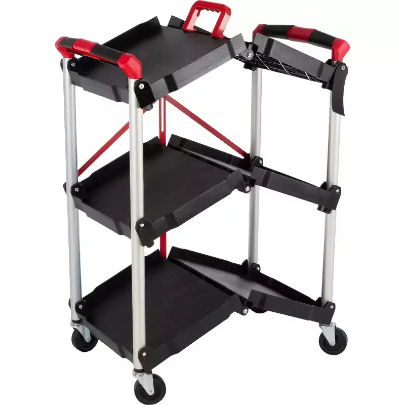 Stalwart Folding Cart with 50lb Capacity Per Shelf
