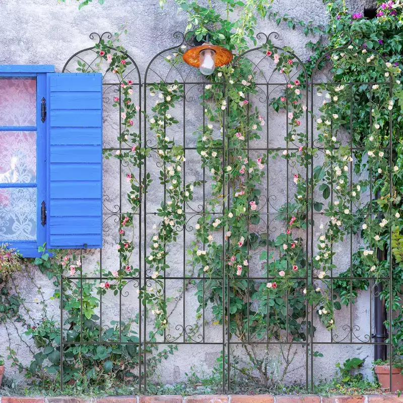 VEVOR Garden Trellis for Climbing Plants, 87 x 20 in, 4 Packs Rustproof Metal Garden Flower Trellis, Outdoor Climbing Rose Trellis Cucumbers Support