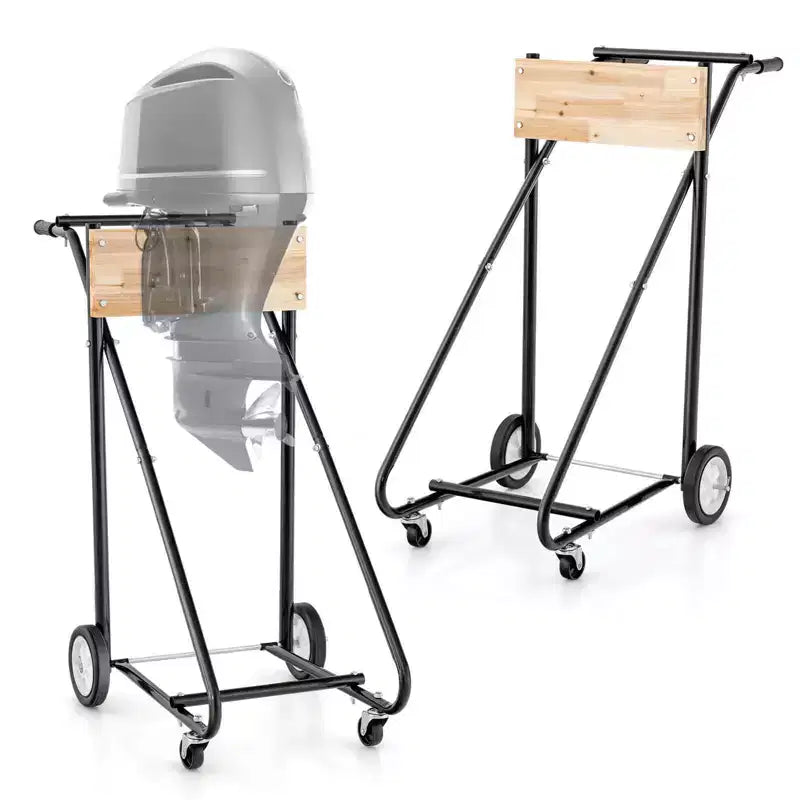 Black Outboard Motor Stand Cart, 1-Person, 4-Wheel