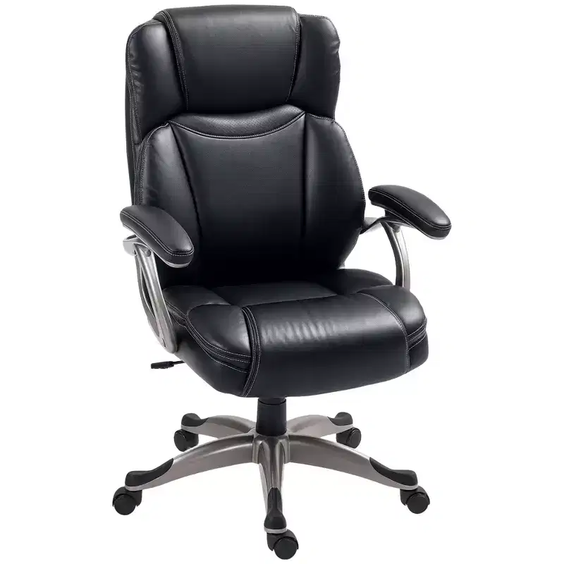 HOMCOM Executive Office Chair with Tilt Function, PU Leather High Back Desk Chair, Swivel Computer Chair with Adjustable Height