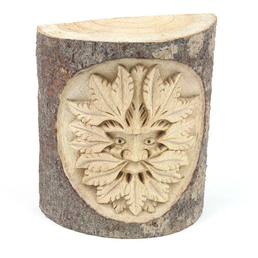 Green Man Carved Trunk Section