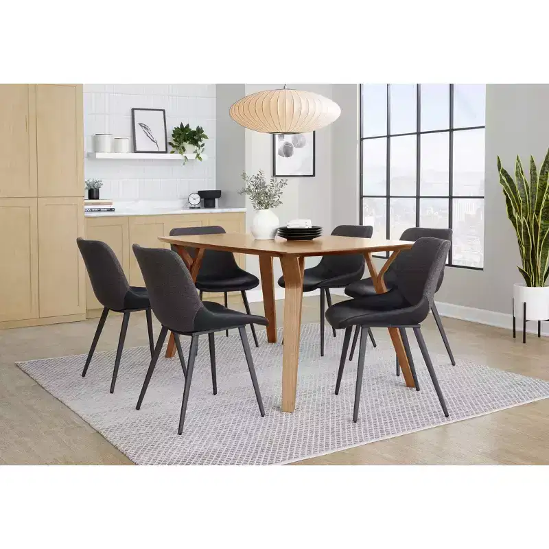 LumiSource Set of 2 Outlaw Two Tone Fabric Accent Chairs Black Metal/Black PU/Gray
