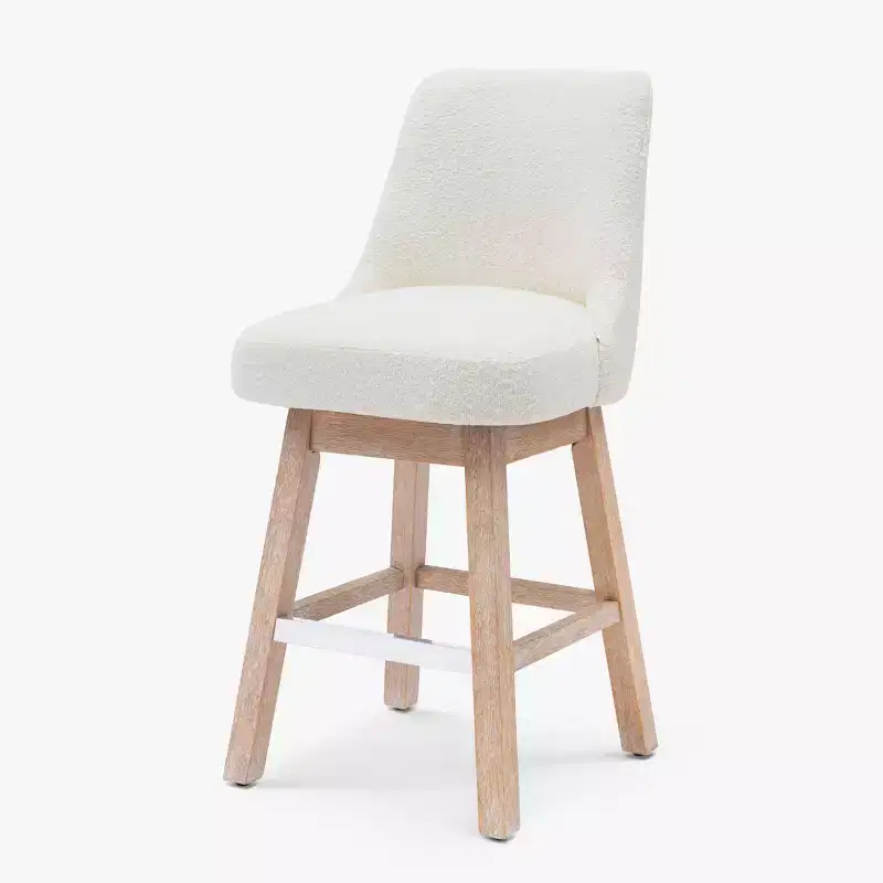 WestinTrends 26 Upholstered Swivel Counter Height Bar Stool, Cream