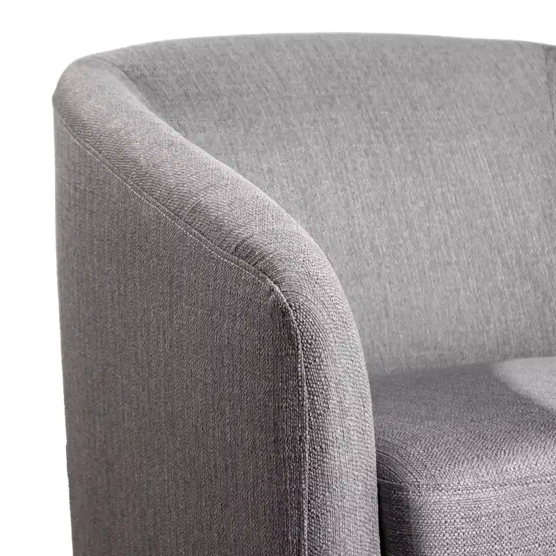Emma and Oliver Upholstered Club Style Barrel Accent Chair with 360 Degree Swivel Vinyl Wrapped Base and Sloped Armrests